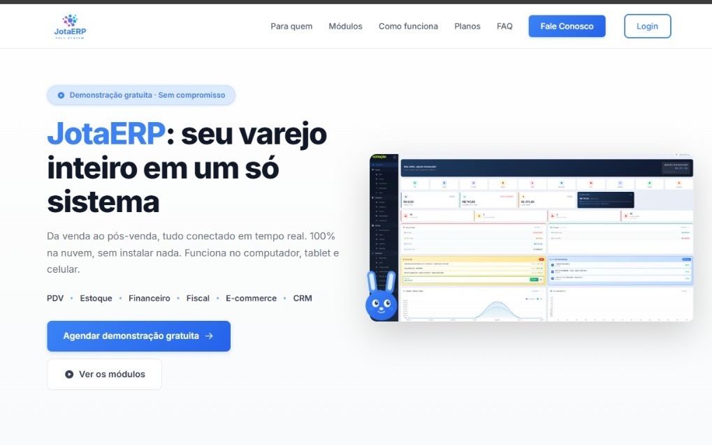 JotaERP: sistema ERP para varejo com PDV, estoque, emissão fiscal NF-e e loja online